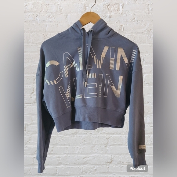 Calvin Klein Performance Jackets & Blazers - Calvin Klein Performance Women's Blue Cropped Hoodie Size Medium